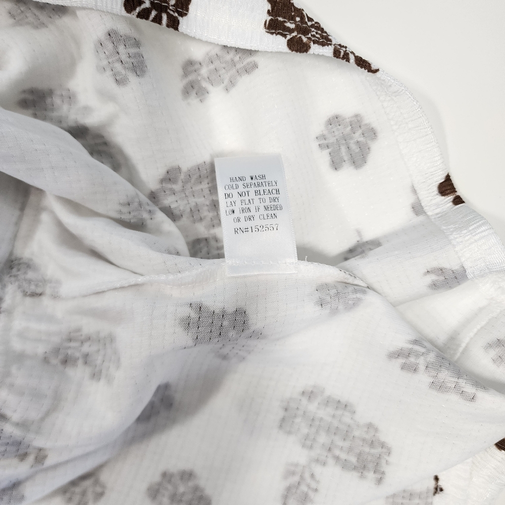 Mikarose Dress Floral Size M White/Brown Spring Tiered Cloud Dress Pockets Lace - Picture 10 of 12
